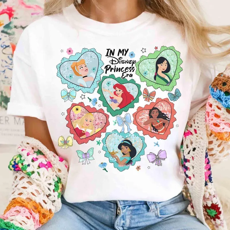Product In My Princess Era Heart Coquette Bows T-shirt Hoodie Sweater Ariel Aurora Disneyland Girl Trip Besties