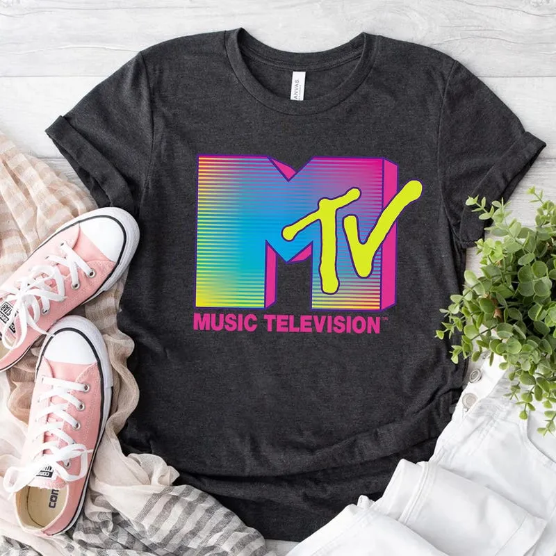 Product Mtv Logo Fluorescent Colors Retro Design Music T-shirt Hoodie Sweater Vacation Disneyland Family