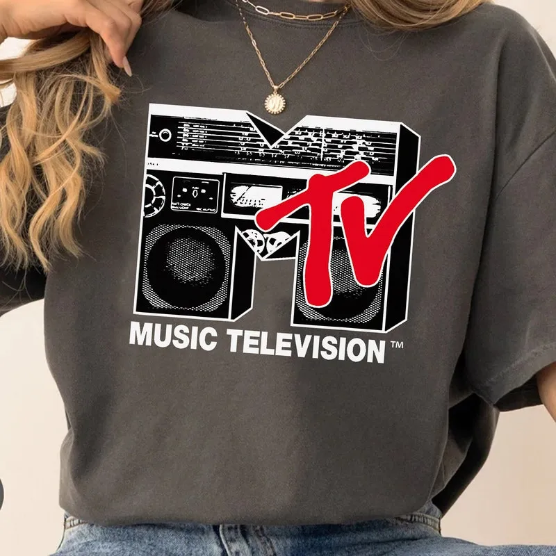 Product Mtv Logo Red Boombox Graphic Music T-shirt Hoodie Sweater Vacation Disneyland Family World 2024