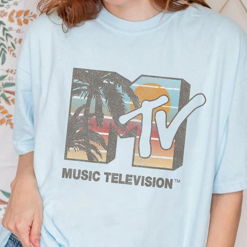 Product Mtv Sunset Palm Tree Logo Music T-shirt Hoodie Sweater Vacation Disneyland Family Magic Kingdom Trip