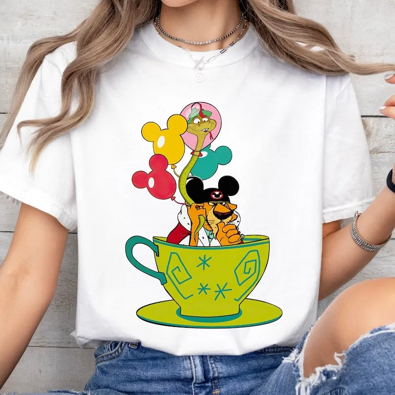 Product Prince John And Sir Hiss Mickey Balloons Tea T-shirt Hoodie Sweater Cup Robin Hood Villains Disneyland Family Trip