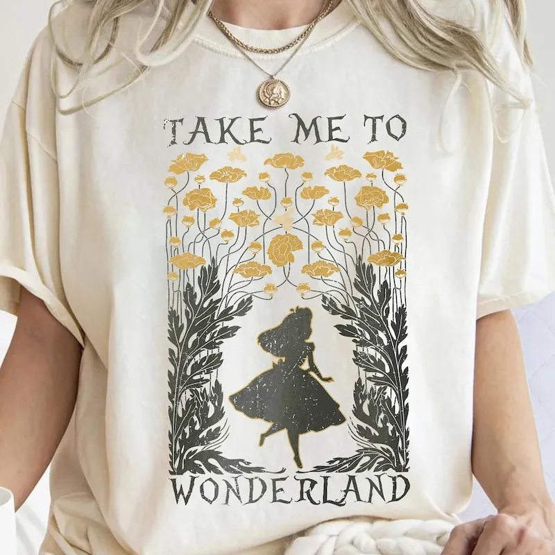 Product Retro Alice In Wonderland Watercolor T-shirt Hoodie Sweater Disneyland Family Vacation Trip