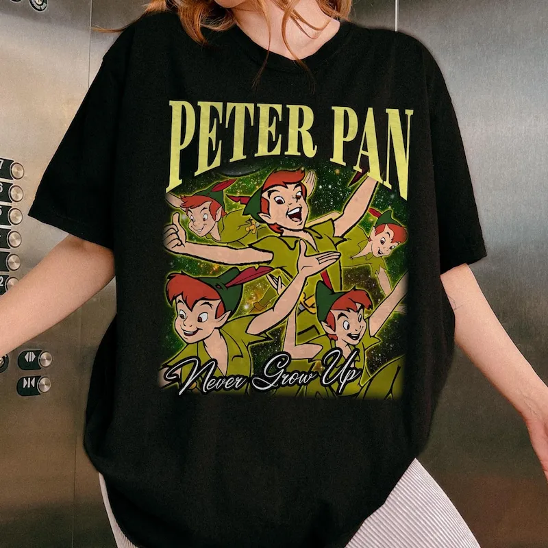 Product Retro Peter Pan Never Grow Up Portrait T-shirt Hoodie Sweater Disneyland Family Magic Kingdom