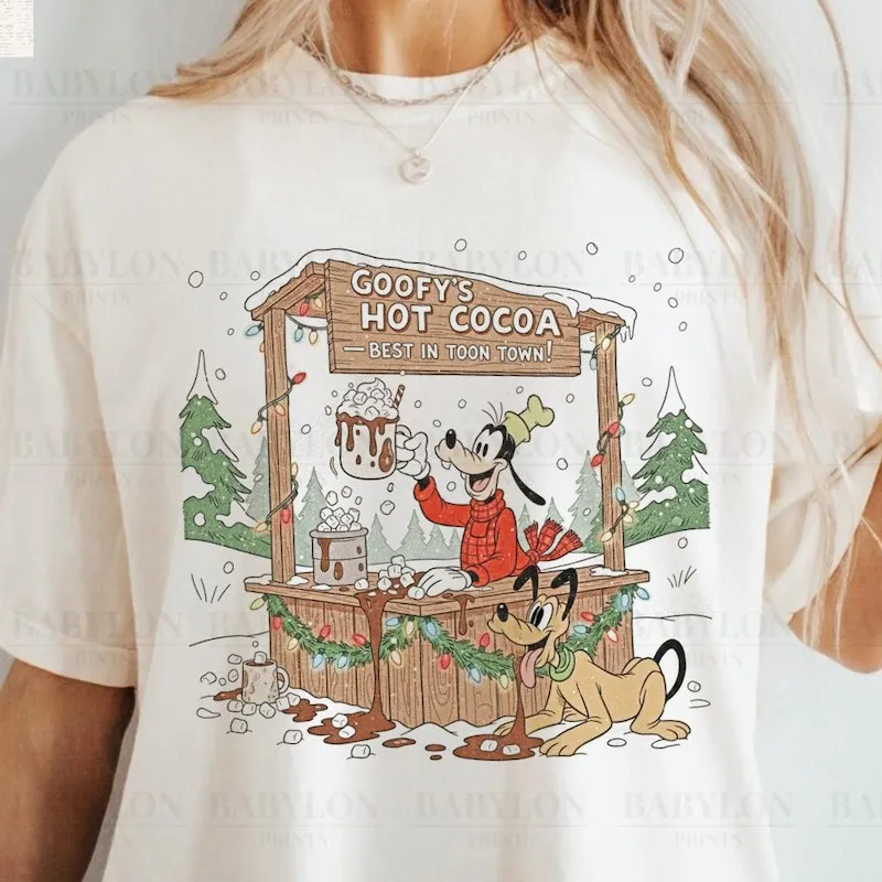 Product Goofy Christmas Disneyworld Retro T-shirt Hoodie Sweater Holiday Pluto Disneyland Gift