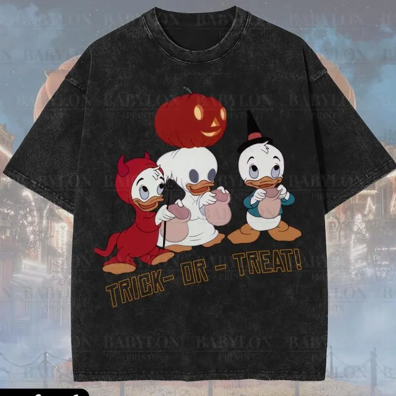 Product Huey Dewey Louie Halloween Trick Or Treat T-shirt Hoodie Sweater Ducktales Disneyland Party Spooky Season Mickey Not So Scary