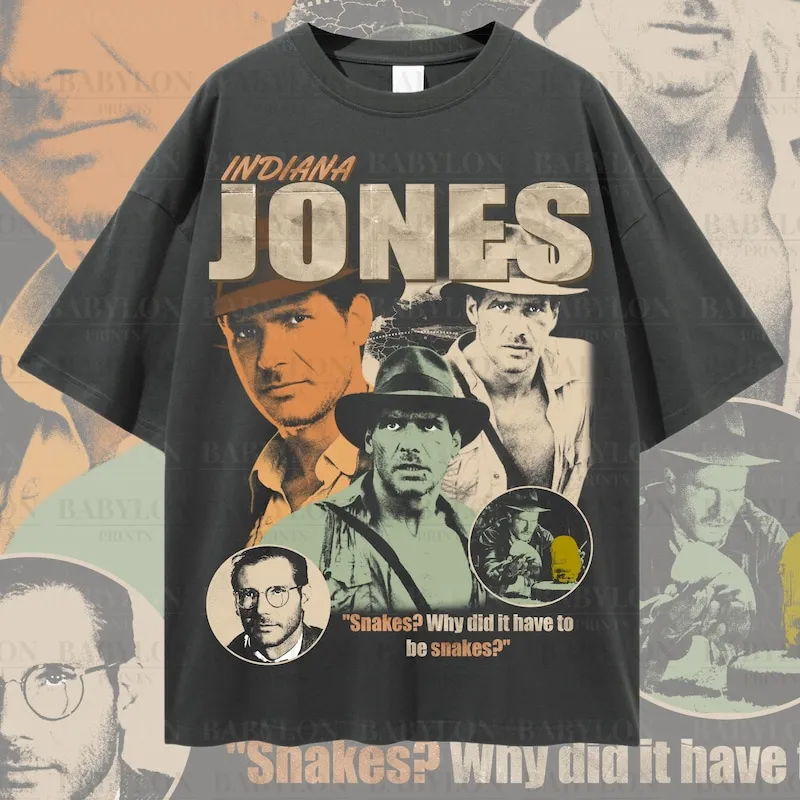 Product Indiana Jones Retro Indy Ride Vintage T-shirt Hoodie Sweater Disneyland 1995 Magic Kingdom Family Holiday Gift