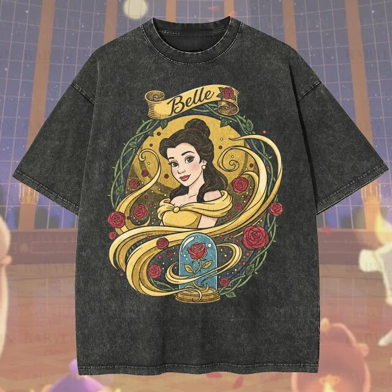 Product Princess Belle Beauty And The Beast T-shirt Hoodie Sweater Fairytale Rose Graphic Disneyland Outfit