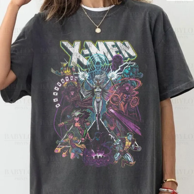 Product Retro 90 X Men Comic Marvel Superhero T-shirt Hoodie Sweater Wolverine Cyclops Nightcrawler Rogue Storm Mutant