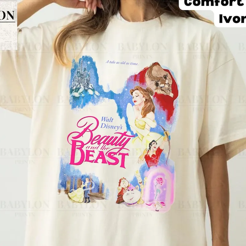 Product Vintage Beauty And The Beast Tale As Old Time T-shirt Hoodie Sweater Princess Comfort Color Girls Trip