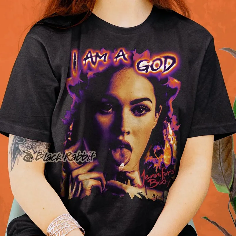 Product Jennifer Body I Am A God Megan Fox Horror T-shirt Hoodie Sweater Movie Retro Vintage Unisex Classic