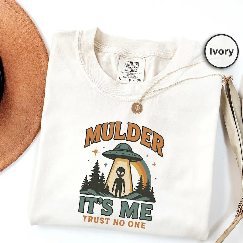 Product Mulder It Me Alien Ufo X Files Inspired Trust T-shirt Hoodie Sweater No One Retro Sci Fi Lover Gift Tv Show 90x