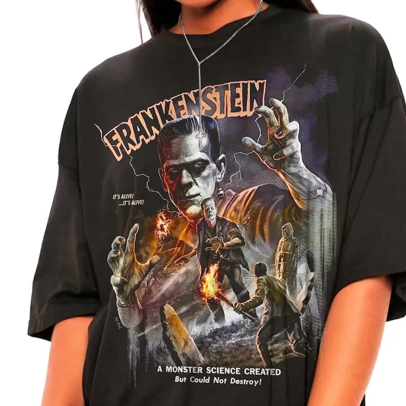 Product Frankenstein Halloween Retro Horror Movie T-shirt Hoodie Sweater