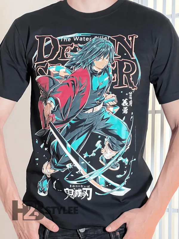 Product Giyu Tomioka Vintage Demon Slayer Kimetsu No T-shirt Hoodie Sweater Yaiba Anime Manga Graphic Unisex