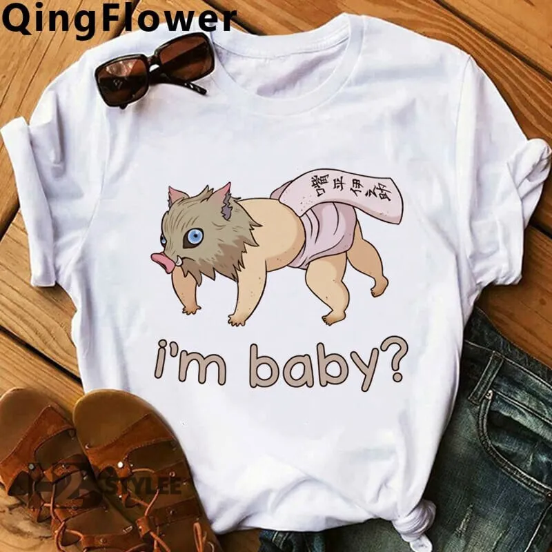 Product I M Baby Inosuke Hashibira Demon Slayer Anime T-shirt Hoodie Sweater Manga Vintage Graphic Unisex