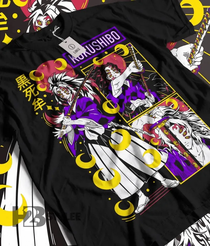 Product Kokushibo Vintage Demon Slayer Kimetsu No T-shirt Hoodie Sweater Yaiba Anime Manga Graphic Unisex