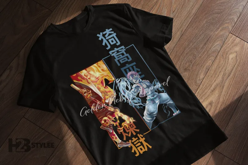 Product Rengoku Vs Akaza Vintage Demon Slayer Kimetsu T-shirt Hoodie Sweater No Yaiba Anime Manga Graphic Unisex