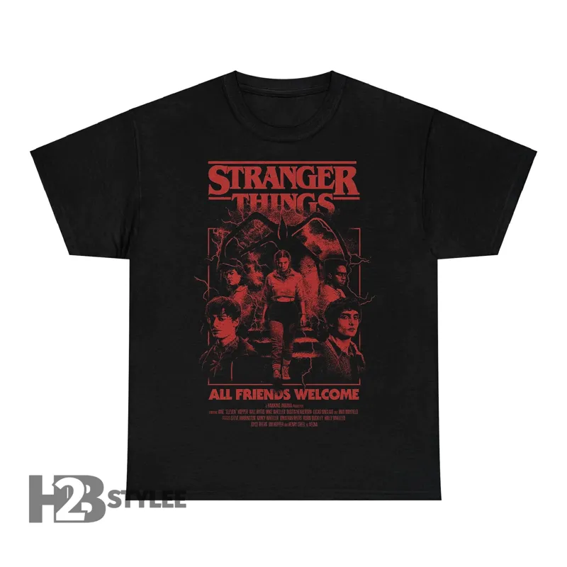 Product Retro All Friends Welcome Stranger Season 5 T-shirt Hoodie Sweater Eleven Mike Will Dustin Lucas Max Things Movie Unisex