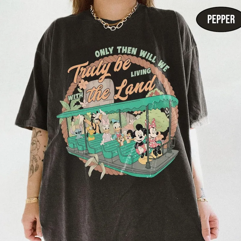 Product Only Then Will We Truly Be Living With The T-shirt Hoodie Sweater Land Mickey Friends Epcot Ride