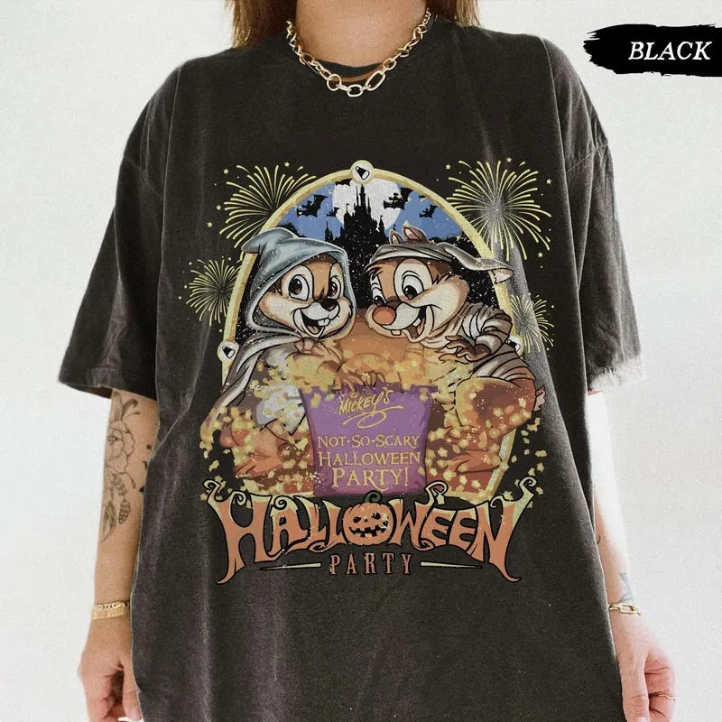 Product Retro Chip And Dale Halloween Double Trouble T-shirt Hoodie Sweater Pumpkin Spooky Season Disneyland Family Vacation