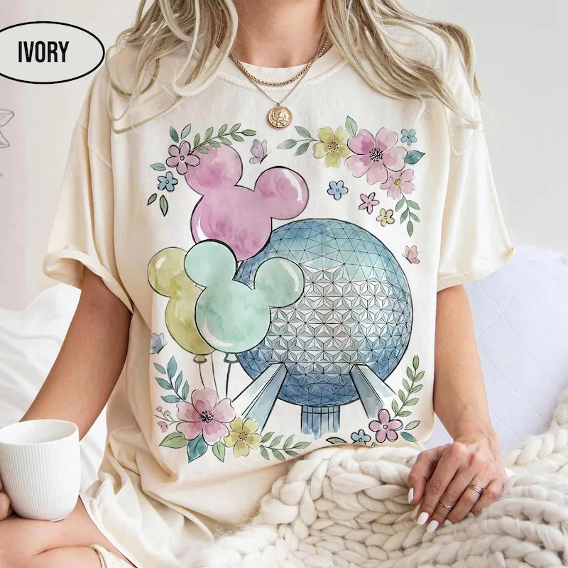 Product Retro Coquette Bow Epcot World Tour T-shirt Hoodie Sweater 1982 Family Vacation Trip 2026 Sweaters