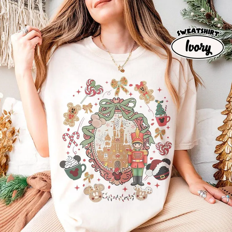 Product Retro Coquette Bows Disneyland Castle T-shirt Hoodie Sweater Christmas Mickey And Friends Magic Kingdom Disney