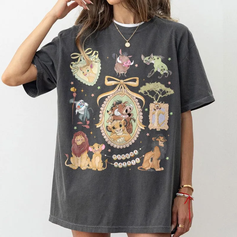 Product Retro Coquette Bows Hakuna Matata Comfort T-shirt Hoodie Sweater Color Lion King Simba Timon Pumbaa Animal Kingdom Girl Trip