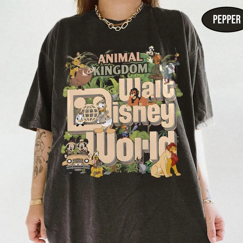 Product Retro Animal Kingdom Walt World Safari T-shirt Hoodie Sweater Lion King Family Mickey Friends Disneyland Trip