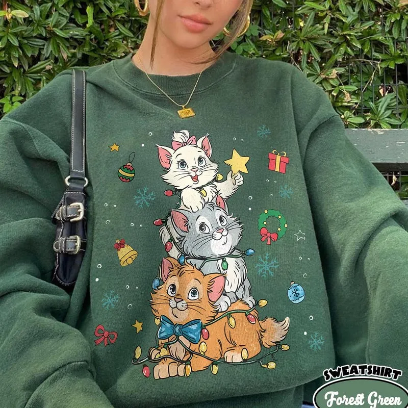 Product Retro Aristocats Christmas Sweatt T-shirt Hoodie Sweater Sweaters Cute Cat Holiday Family Lovers