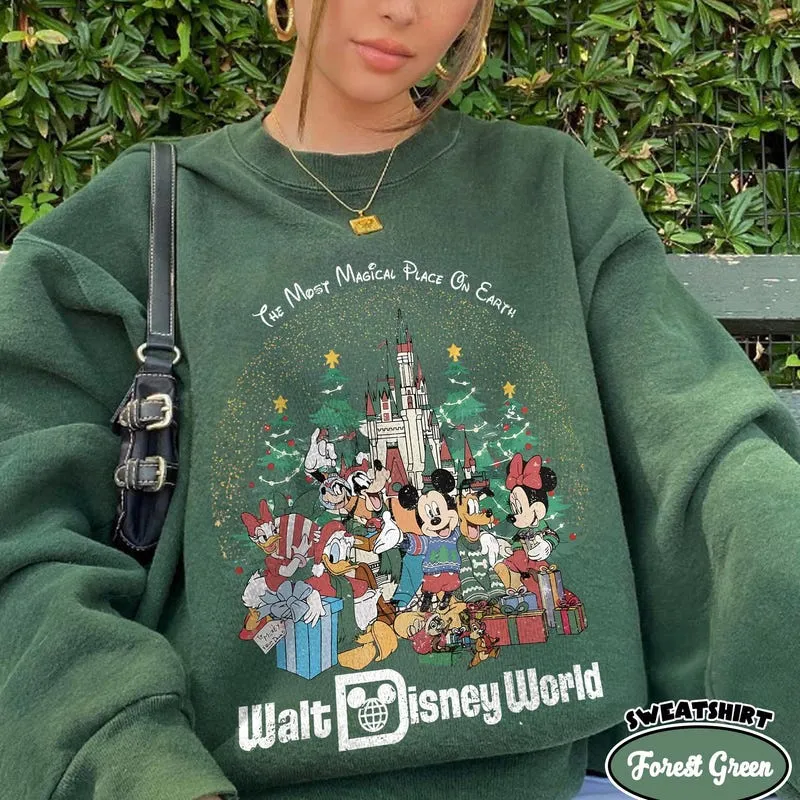 Product Retro Merry Christmas Mickey And T-shirt Hoodie Sweater Friends Holiday Family Vacation 2025