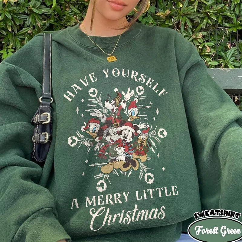 Product Retro Mickey And Friends Christmas T-shirt Hoodie Sweater Magical Have Yourself A Merry Little Holiday Gift