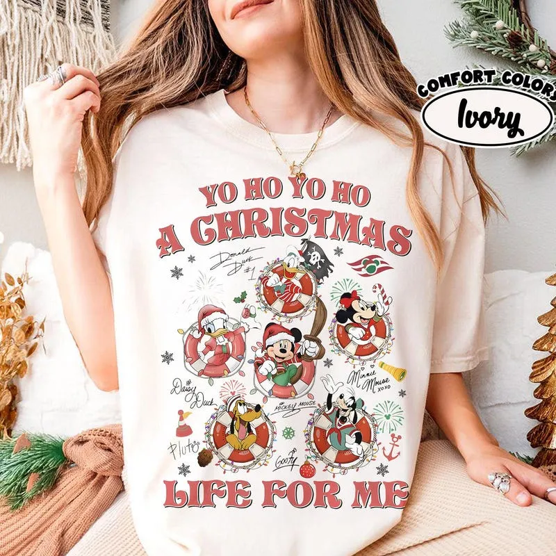 Product Retro Mickey And Friends Pirates T-shirt Hoodie Sweater Christmas Yo Ho A Life For Me Cruise Line Xmas
