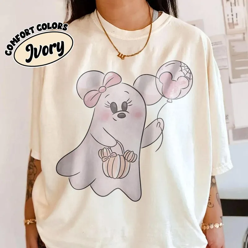 Product Retro Mickey Minnie Ghost Comfort Color T-shirt Hoodie Sweater Sweaters Spooky Season With Pumpkin Boo Halloween Party Not So Scary