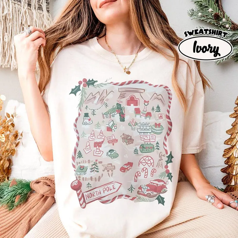 Product Retro Pixar Cars Map Of Radiator T-shirt Hoodie Sweater Springs Christmas Coquette Lightning Mcqueen Tow Mater Xmas Light Girl Trip 2025
