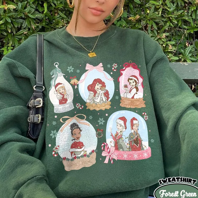 Product Retro Princess Christmas Merry T-shirt Hoodie Sweater Disneyland Family Trip Outfit Cute Holiday Sweatt Sweaters