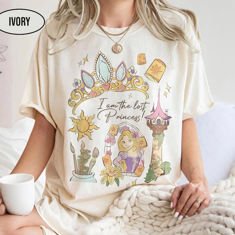 Product Retro Tangled Rapunzel Floral Sweaters T-shirt Hoodie Sweater Lost Princess Magic Kingdom Trip
