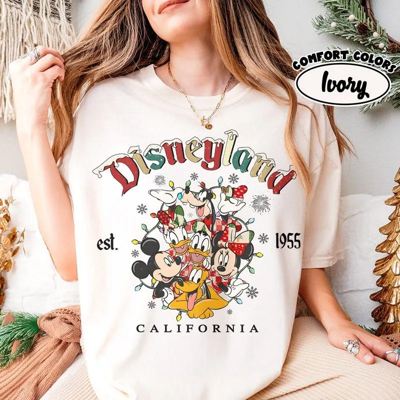 Product Retro Disneyland California Est 1955 Christmas T-shirt Hoodie Sweater Mickey And Friends Vacation Walt World
