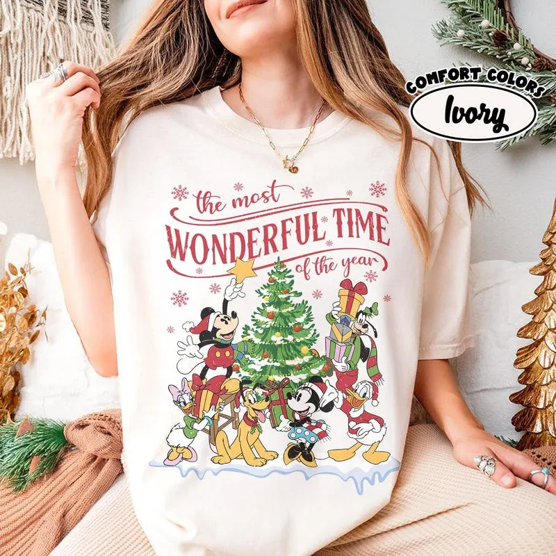 Product Retro Mickey And Friends Christmas The Most T-shirt Hoodie Sweater Wonderful Time Of Year Lights Disneyland Holiday Trip