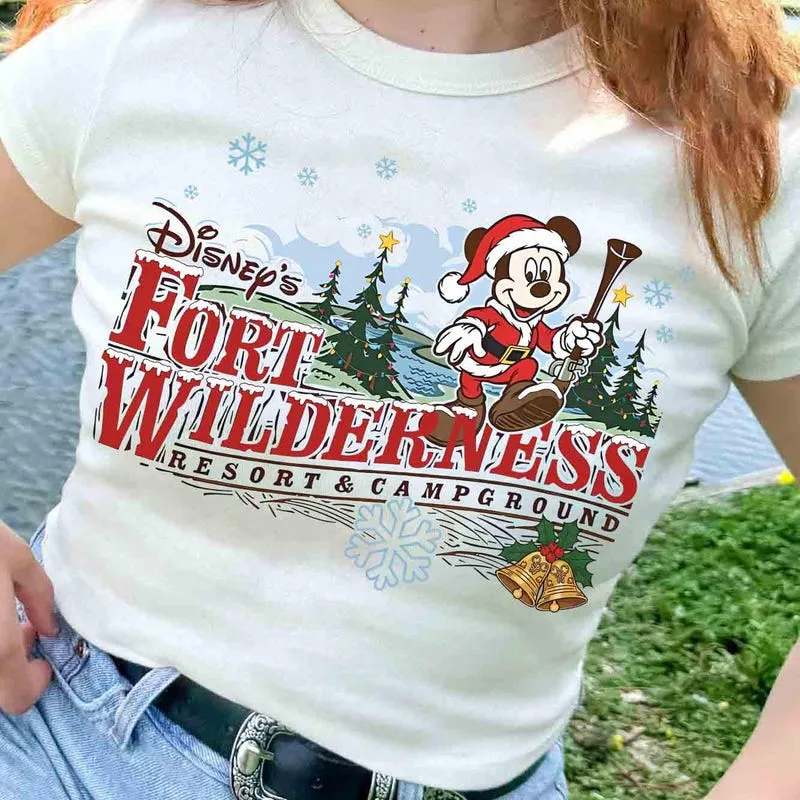 Product Fort Wilderness Resort Christmas Mickey T-shirt Hoodie Sweater Friends Happy Camper Vintage 90s World Holiday Teey