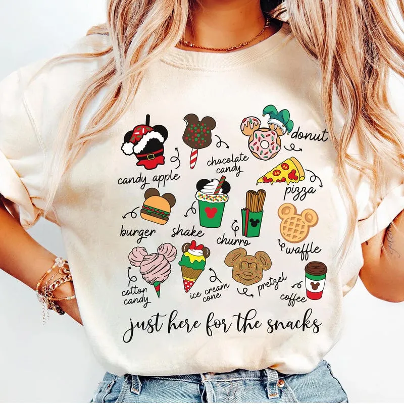 Product Just Here For The Snacks Christmas And T-shirt Hoodie Sweater Drinks Mickey Food Lover