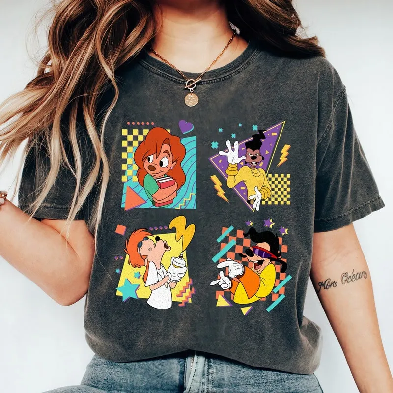 Product Retro 90s Vintage A Goofy Movie T-shirt Hoodie Sweater Characters Max Roxanne Powerline Family Magic Kingdom