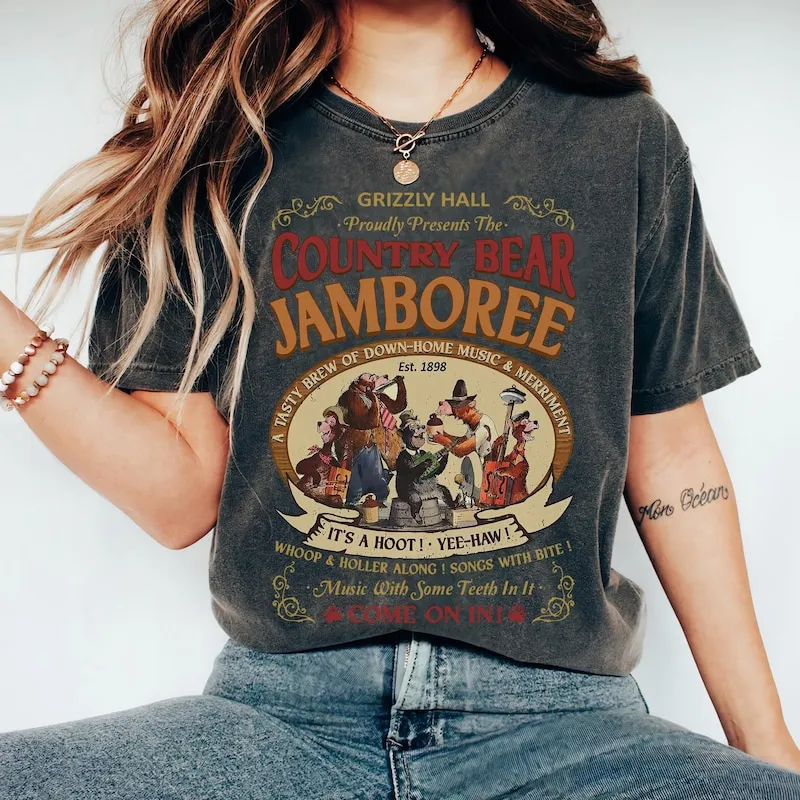 Product Retro Country Bear Jamboree Grizzly Hall T-shirt Hoodie Sweater Disneyland Trip Gift Family Sweaters Magic Kingdom