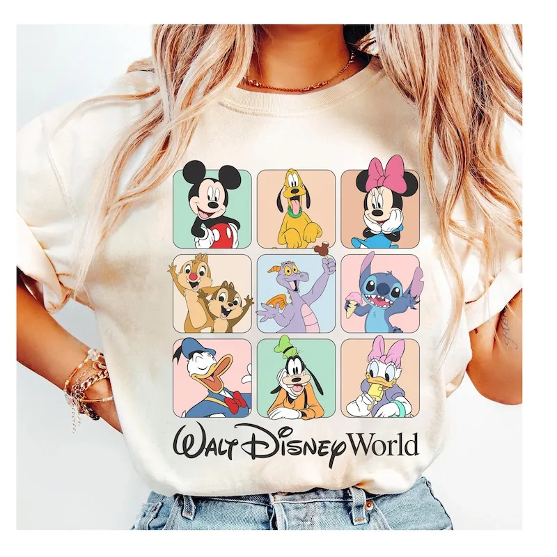Product Retro Mickey And Friends Walt World T-shirt Hoodie Sweater Sweaters Chip N Dale Stitch Figment Epcot Disneyland Family