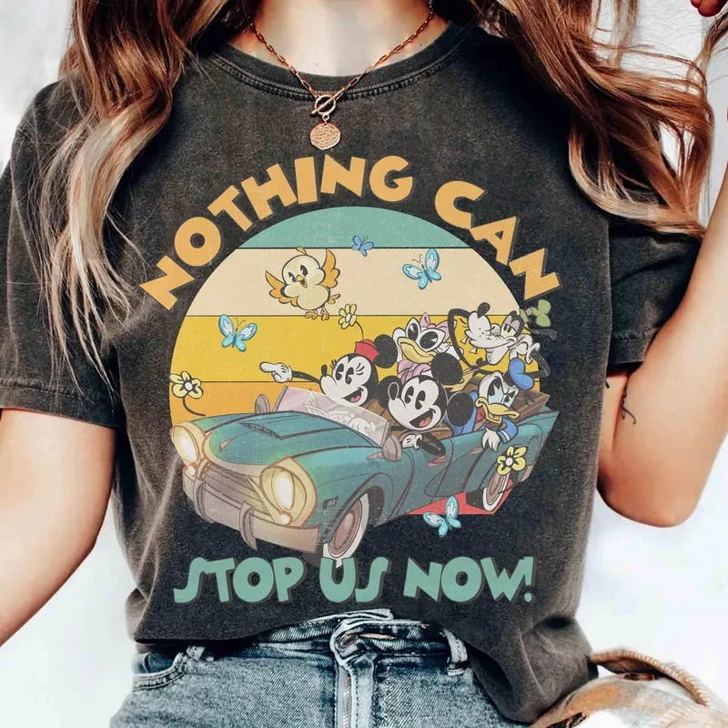 Product Retro Mickey And Minnie Runaway Railway T-shirt Hoodie Sweater Nothing Can Stop Us Now Friends Magic Kingdom Disneyland Outfit