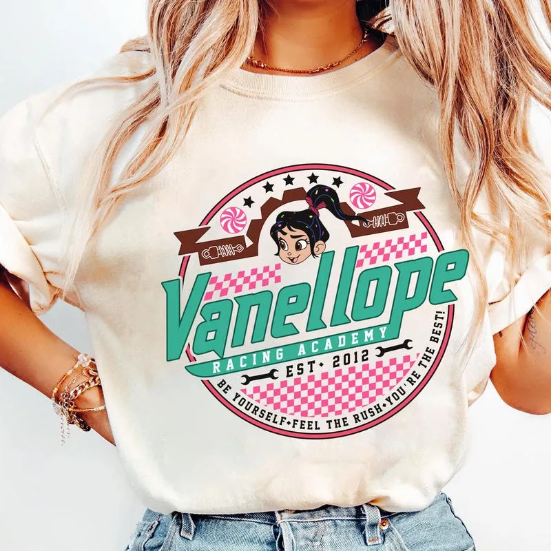 Product Retro Vanellope Racing Academy Est 2012 T-shirt Hoodie Sweater Wreck It Ralph Run Girl Disneyland Family