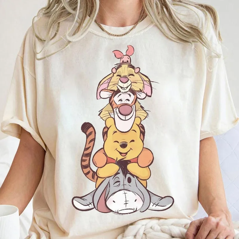 Product Retro Winnie The Pooh And Friends Poo T-shirt Hoodie Sweater Tigger Piglet Eeyore Disneyland Family Magic Kingdom