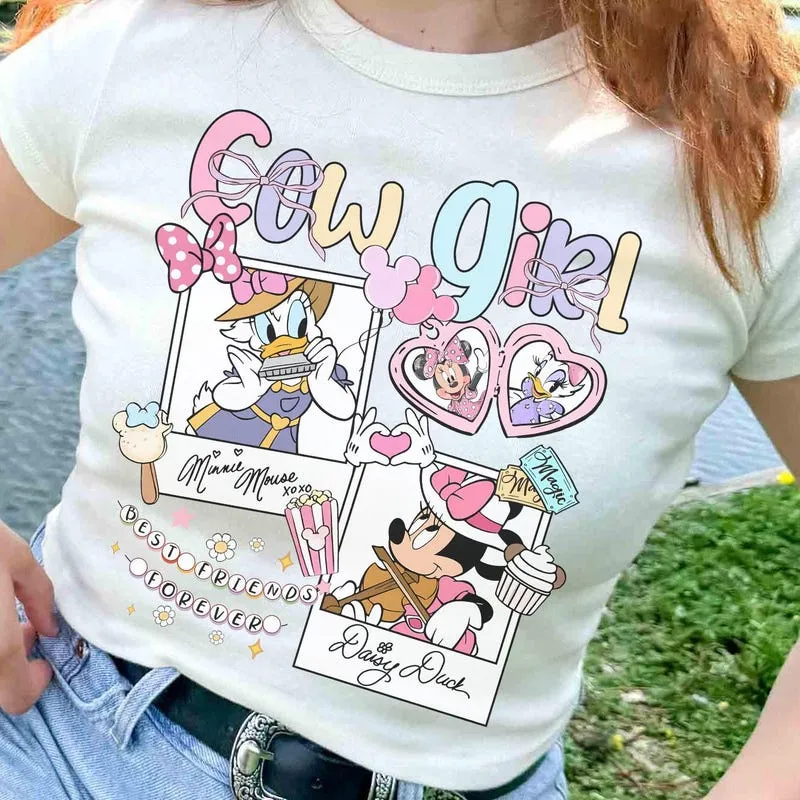 Product Retro With My Bestie Minnie And Daisy T-shirt Hoodie Sweater Coquette Bow Cowgirl Best Friends Forever Disneyland Girl Trip