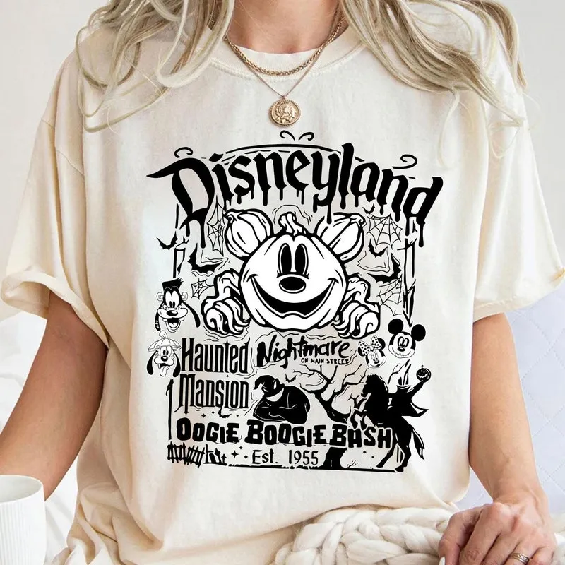 Product Retro Disneyland Est 1955 Halloween Oogie T-shirt Hoodie Sweater Boogie Bash Mickey Jack Skellington Haunted Mansion Nightmare On Main Street