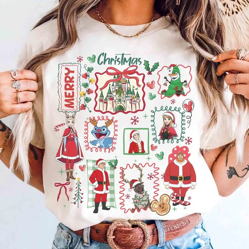 Product Retro Frozen Christmas Elsa Anna Kristoff Olaf T-shirt Hoodie Sweater Sven Xmas Princess Very Merry Party