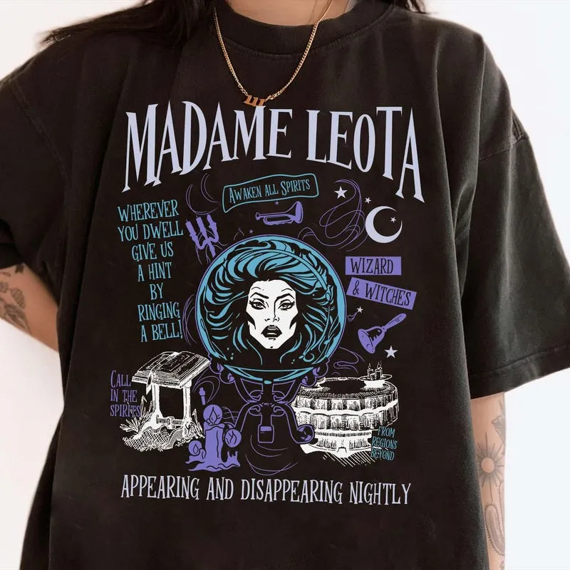 Product Retro Madame Leota Ghostly Haunted T-shirt Hoodie Sweater Mansion Psychic Readings Foolish Mortals Disneyland Family