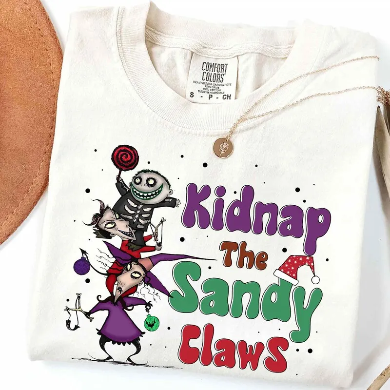 Product Funny Lock Shock Barrel The Sandy Claws T-shirt Hoodie Sweater Nightmare Before Christmas Mickey Very Merry Party Disneyland Holiday Trip
